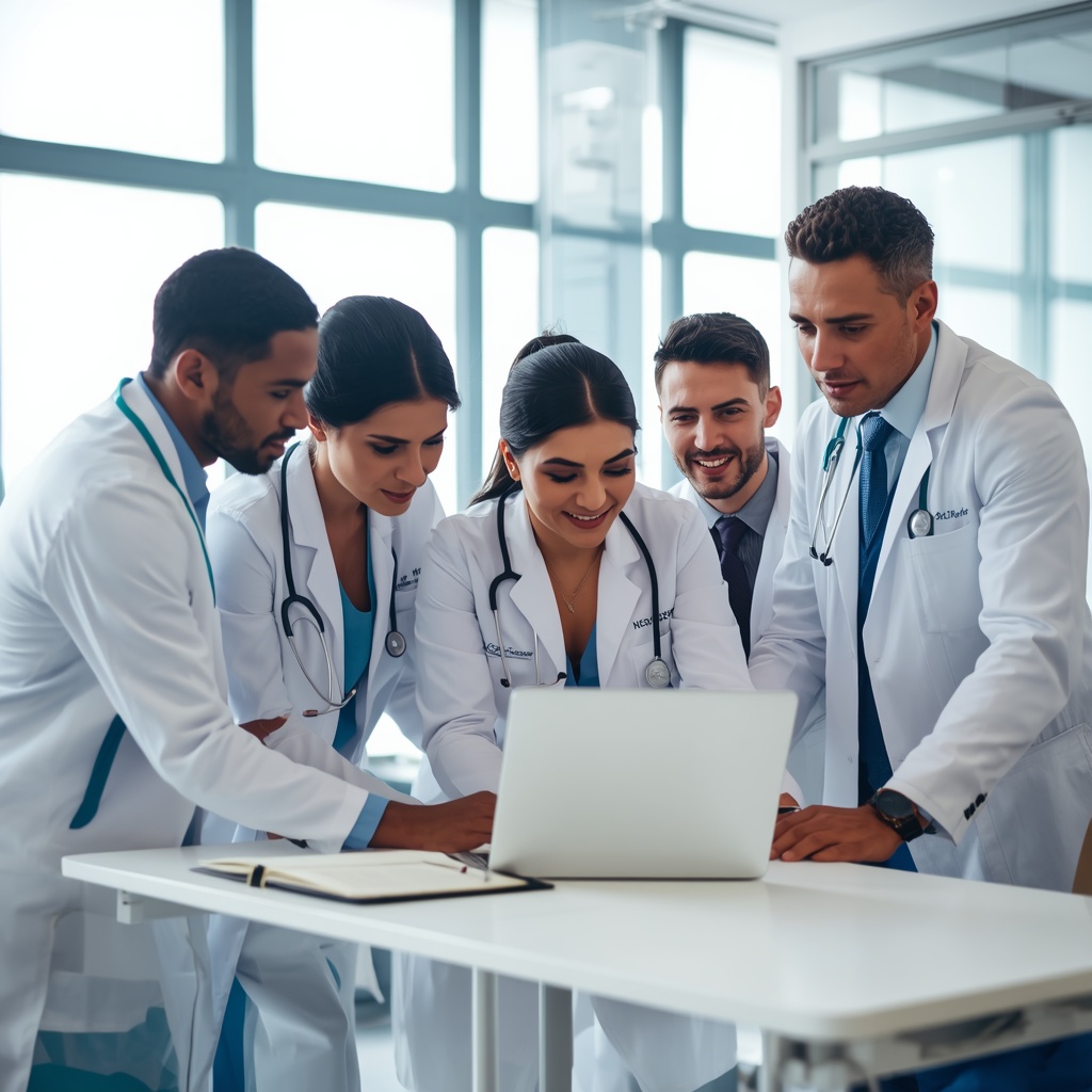 A_diverse_team_of_medical_professionals_in_a_modern_clinic_reviewing